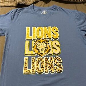 Blue Graphic Tee with Lion Print